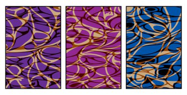 3 soyut desenli bir set. Duvar süslemeleri için resim. Grafiklerde kullanmak için.