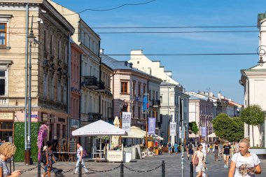 24 Temmuz 2024 Lublin Polonya. Seyahatten bir fotoğraf. Şehir mimarisi