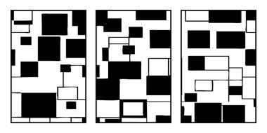 3 basılabilir minimalist çizim seti. Geometrik arkaplan tasarımı, soyut kapak şablonları. 