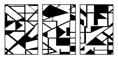 3 basılabilir minimalist çizim seti. Geometrik arkaplan tasarımı, soyut kapak şablonları. 