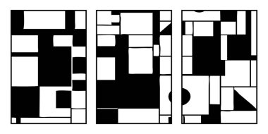 3 basılabilir minimalist çizim seti. Geometrik arkaplan tasarımı, soyut kapak şablonları. 