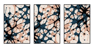 3 soyut desenli bir set. Duvar süslemeleri için resim. Grafiklerde kullanmak için.