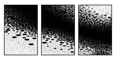3 soyut siyah beyaz desenli bir set. Grafiklerde kullanmak için. Duvar dekorasyonlarına yazdırmak için minimalist illüstrasyon