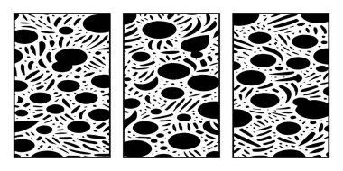 Set of 3 Abstract black and white pattern. For use in graphics. Minimalist illustration for printing on wall decorations clipart