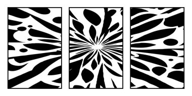 Set of 3 Abstract black and white pattern. For use in graphics. Minimalist illustration for printing on wall decorations clipart