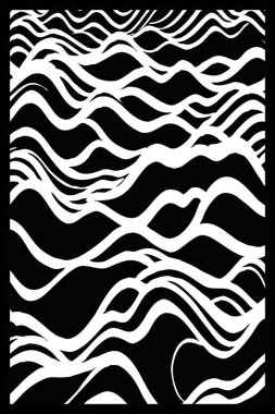 Soyut siyah beyaz desen. Grafiklerde kullanmak için. Duvar dekorasyonlarına yazdırmak için minimalist illüstrasyon
