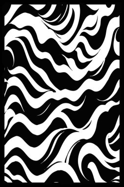 Soyut siyah beyaz desen. Grafiklerde kullanmak için. Duvar dekorasyonlarına yazdırmak için minimalist illüstrasyon