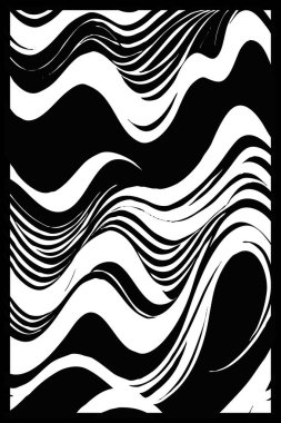 Soyut siyah beyaz desen. Grafiklerde kullanmak için. Duvar dekorasyonlarına yazdırmak için minimalist illüstrasyon
