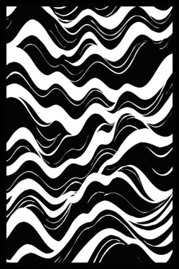 Soyut siyah beyaz desen. Grafiklerde kullanmak için. Duvar dekorasyonlarına yazdırmak için minimalist illüstrasyon