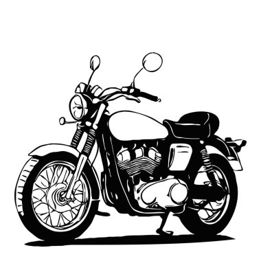 Motosiklet. Yol aracı. Beyaz arkaplanda siyah simge