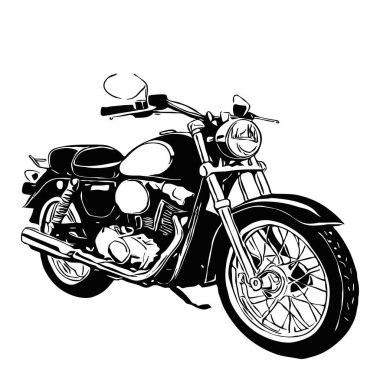 Motosiklet. Yol aracı. Beyaz arkaplanda siyah simge