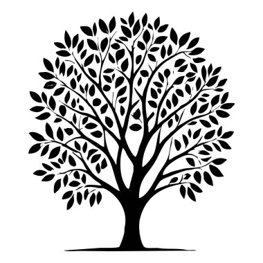 Ağaç. Siyah beyaz botanik deseni. Grafiklerde ve malzemelerde kullanmak için. Soyut bitki şekilleri. Duvar dekorasyonlarına yazdırmak için minimalist illüstrasyon.