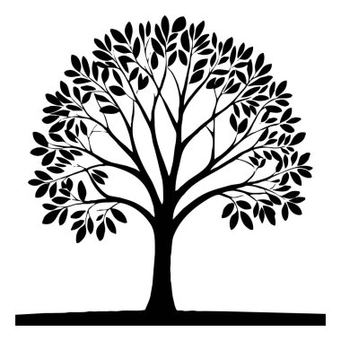 Ağaç. Siyah beyaz botanik deseni. Grafiklerde ve malzemelerde kullanmak için. Soyut bitki şekilleri. Duvar dekorasyonlarına yazdırmak için minimalist illüstrasyon.