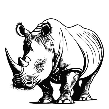 Rhinoceros. Line art. Logo design for use in graphics. T-shirt print, tattoo design. Minimalist illustration for printing on wall decorations. clipart