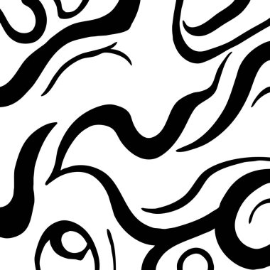 Soyut siyah beyaz desen. Grafiklerde kullanmak için. Duvar dekorasyonlarına yazdırmak için minimalist illüstrasyon