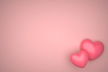 3D render, illustration.Red heart on pink background. heart icon, concept of like and love