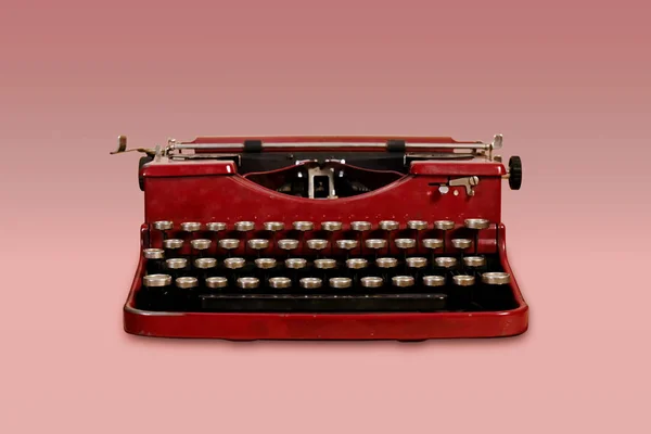 Máquina Escrever Vintage Fundo Gradiente Rosa — Fotografia de Stock