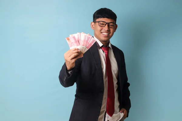 Retrato Del Joven Hombre Negocios Asiático Traje Casual Sonriendo Mientras — Foto de Stock