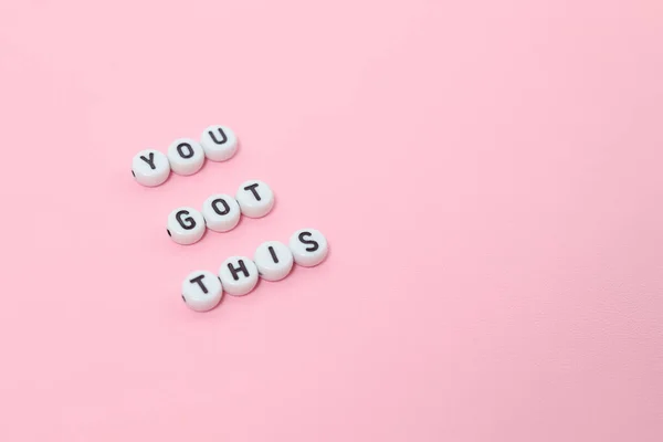 Top View You Got Quotes Made Out Beads Pastel Background — Stock Photo, Image