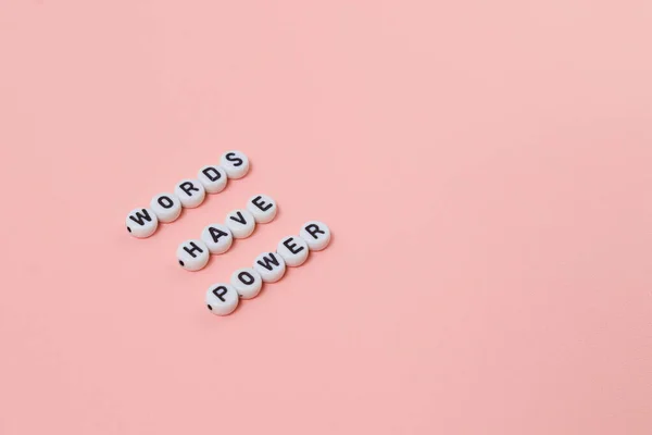 Top View Words Have Power Quotes Made Out Beads Pink — Stock Photo, Image
