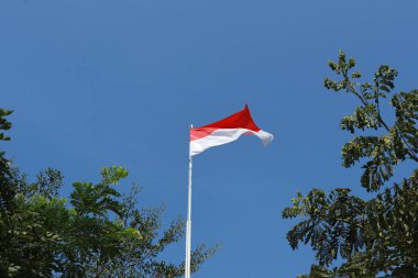 17 Ağustos 1945, Endonezya bayrağı gökyüzü arka planında. Bağımsızlık Günü kavramı