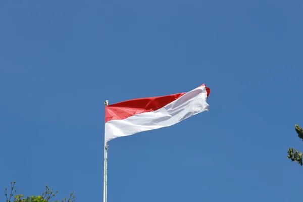Août 1945 Drapeau Indonésien Sur Fond Ciel Concept Jour Indépendance — Photo