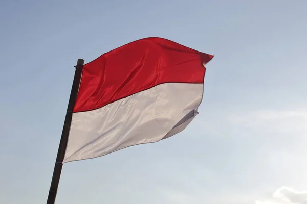 August 1945 Indonesiske Flag Himlen Baggrund Uafhængighed Dag Koncept - Stock-foto