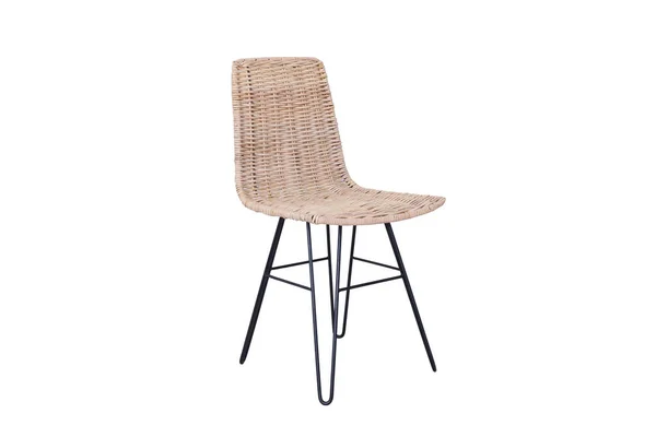 Handmade Cream Wicker Chair Made Rattan Isolated Image White Background — Stock Photo, Image