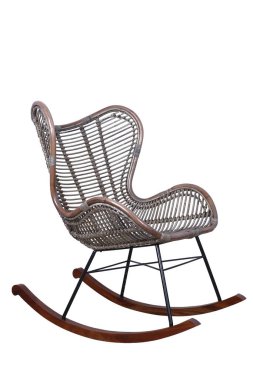 Rattan yapılmış el yapımı hasır sandalye. Beyaz arkaplanda izole edilmiş resim