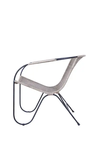 Χειροποίητη Ψάθινη Καρέκλα Από Μπαστούνι Μεμονωμένη Εικόνα Λευκό Φόντο — Φωτογραφία Αρχείου