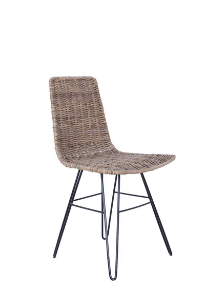 Handmade Wicker Chair Made Rattan Isolated Image White Background — Stock Photo, Image