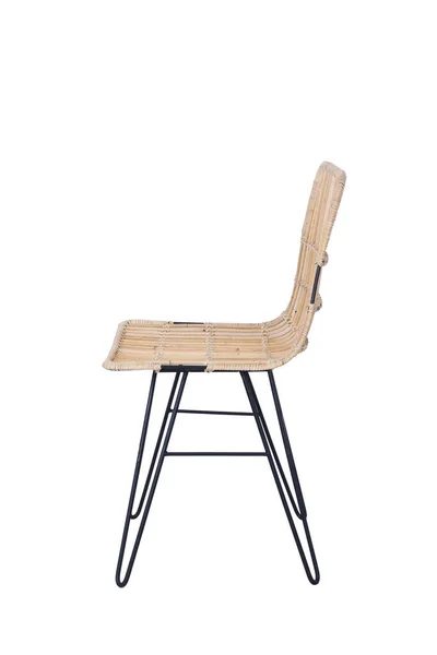 Rattan Yapılmış Yapımı Hasır Sandalye Beyaz Arkaplanda Izole Edilmiş Resim — Stok fotoğraf