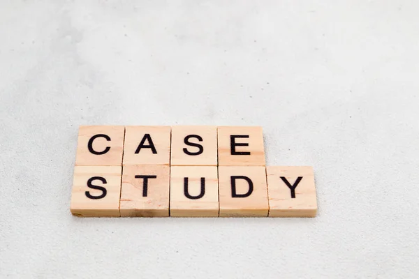Top View Case Study Word Wood Cube Letter Block White — Φωτογραφία Αρχείου