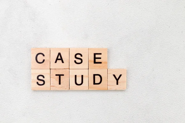 Вид Сверху Слово Case Study Деревянном Кубическом Блоке Букв Белом — стоковое фото