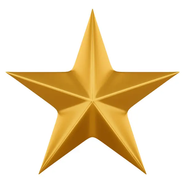 Altın Yıldız Gerçekçi Şekiller, Şeffaf arkaplan üzerinde tasarım elementi dekorasyonu, 3d illüstrasyon