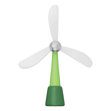 Rüzgar türbini ile rüzgar enerjisi üreten rüzgar türbini yenilenebilir enerji, yeşil teknoloji, enerji verimliliği ve şeffaf bir arkaplan üzerinde sürdürülebilir çözüm, 3d illüstrasyon.