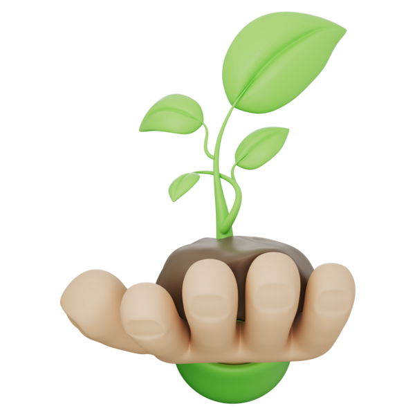 Kahverengi topraktan büyüyen yeşil tohum, çevre dostu büyüme, sürdürülebilirlik, doğa, enerji, organik hayat, organik toprak şeffaf arkaplan.