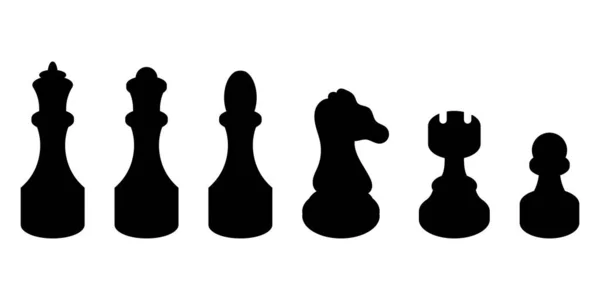 Σκακιστικό Σετ Σιλουέτας Εικονίδιο Απομονωμένο Λευκό Φόντο — Διανυσματικό Αρχείο