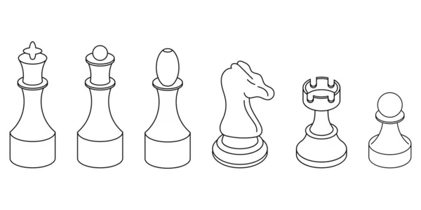Σκακιστικό Σετ Σιλουέτας Σκακιού Εικόνες Απομονωμένο Λευκό Φόντο — Διανυσματικό Αρχείο