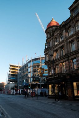 Newcastle on Tyne: 15 Ocak 2024: Newcastle Şehir Merkezi 'nde Pilgrim Caddesi Gelişimi
