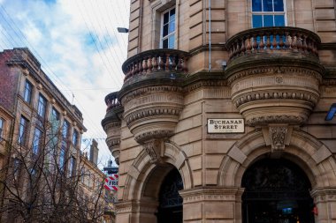 Glasgow İskoçya: 12 Şubat 2024: Buchanan Caddesi tabelası