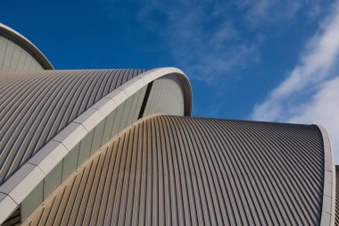 Glasgow İskoçya: 13 Şubat 2024: SEC Armadillo Glasgow 'un dışı. Soyut yakın çekimler
