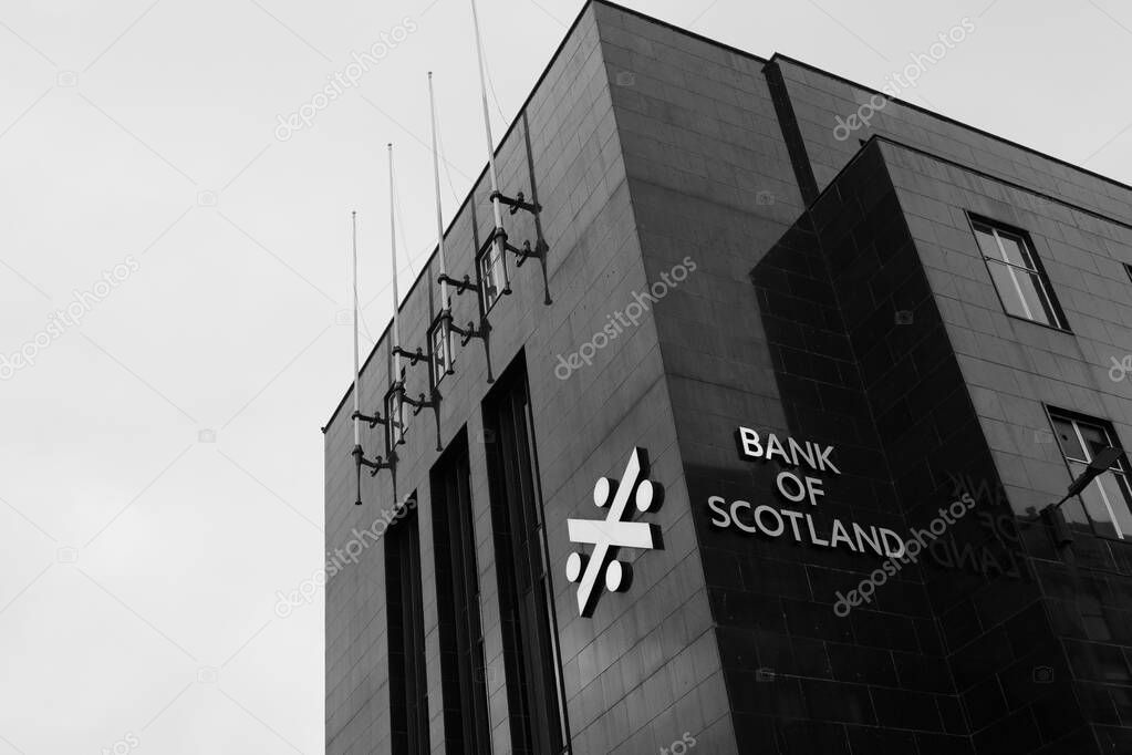 Glasgow Scotland: 11th Feb 2024: Bank of Scotland building exterior in Glasgow city
