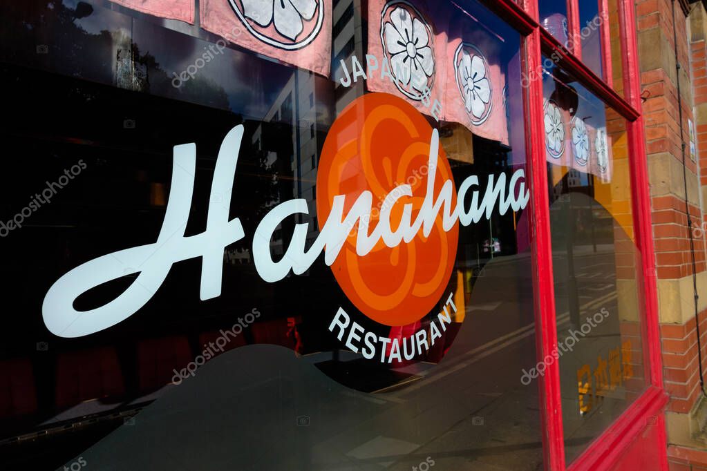 Newcastle UK: 8th June 2024:  Hanahana Restaurant on a sunny blue sky day. Japanese Restaurant in Newcastle city centre