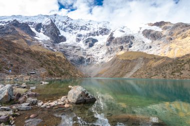 Peru And Dağları 'ndaki İnsanımsı Göl manzarası