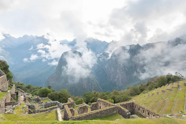 Panorámás Kilátás Machu Picchu Romok Peru — Stock Fotó