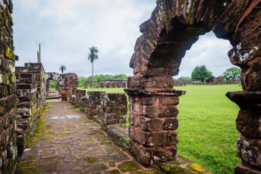 old ruins of santisima trinidad monastery in encarnacion, paraguay. clipart