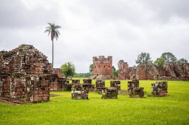 old ruins of santisima trinidad monastery in encarnacion, paraguay. clipart