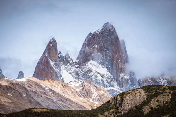 Vue Panoramique Sur Fitz Roy Pic Couvert Neige Argentine — Photo