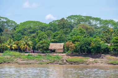 iquitos, peru. 10th september, 2022: shanty village at peruvian amazon riverbank
